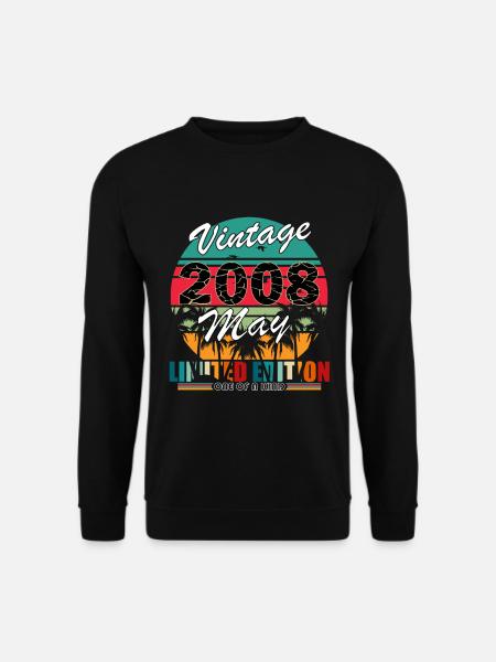 Mai 2008 - Vintage Geburtstagsgeschenk - 2008 - Unisex Pullover - Schwarz