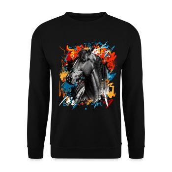 Cheval - Sweat-shirt Unisexe - noir - Devant - Alina (178cm) & Michal (187cm)