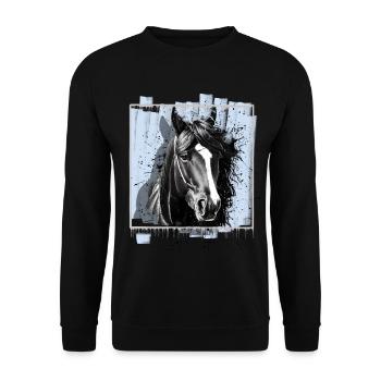 Cheval - Sweat-shirt Unisexe - noir - Devant - Alina (178cm) & Michal (187cm)