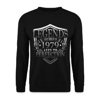 Legende 1979 Geburtstag Geburtsjahr 1979 Männer - Unisex Pullover - Schwarz - Vorne - Alina (178cm) & Michal (187cm)