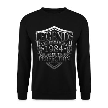 Legende 1984 Geburtstag legendär seit 1984 - Unisex Pullover - Schwarz - Vorne - Alina (178cm) & Michal (187cm)