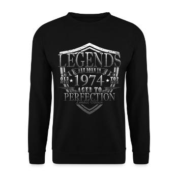 Légende 1974 Anniversaire Année de naissance 1974 Hommes - Sweat-shirt Unisexe - noir - Devant - Alina (178cm) & Michal (187cm)