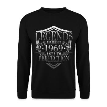 1969 - Geburt - Legenden - Unisex Pullover - Schwarz - Vorne - Alina (178cm) & Michal (187cm)