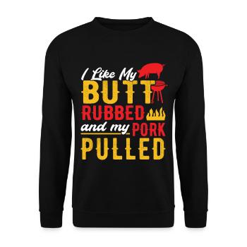 I like my Pork pulled grillmeister bbq - Unisex Sweatshirt - black - Front - Alina (178cm) & Michal (187cm)