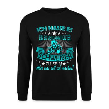 Schweißer Metallbauer Schweisser Schweißen - Unisex Pullover - Schwarz - Vorne - Alina (178cm) & Michal (187cm)