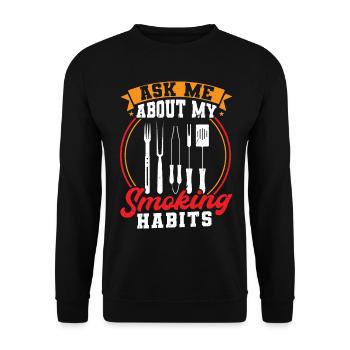BBQ SMOKE PORK BEAF CHICKEN ID SMOKE THAT GESCHENK - Unisex Pullover - Schwarz - Vorne - Alina (178cm) & Michal (187cm)
