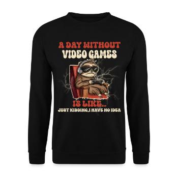 Gamer Gaming Sloth Funny - Unisex Sweatshirt - black - Front - Alina (178cm) & Michal (187cm)