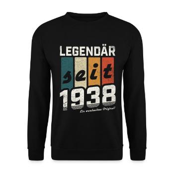 LEGENDÄR SEIT 1938 WASCHECHTES ORIGINAL GEBURTSTAG - Unisex Pullover - Schwarz - Vorne - Alina (178cm) & Michal (187cm)