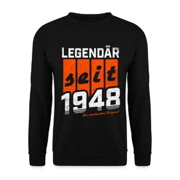 LEGENDÄR SEIT 1948 WASCHECHTES ORIGINAL GEBURTSTAG - Unisex Pullover - Schwarz - Vorne - Alina (178cm) & Michal (187cm)