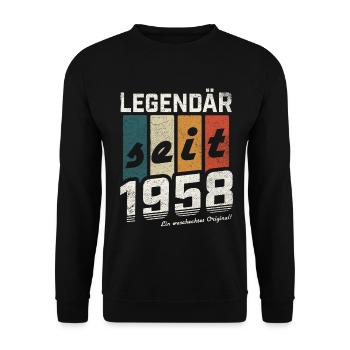 LEGENDÄR SEIT 1958 WASCHECHTES ORIGINAL GEBURTSTAG - Unisex Pullover - Schwarz - Vorne - Alina (178cm) & Michal (187cm)