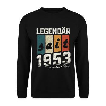LEGENDÄR SEIT 1953 WASCHECHTES ORIGINAL GEBURTSTAG - Unisex Pullover - Schwarz - Vorne - Alina (178cm) & Michal (187cm)