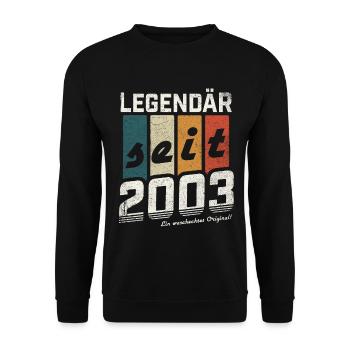 LEGENDÄR SEIT 2003 WASCHECHTES ORIGINAL GEBURTSTAG - Unisex Pullover - Schwarz - Vorne - Alina (178cm) & Michal (187cm)