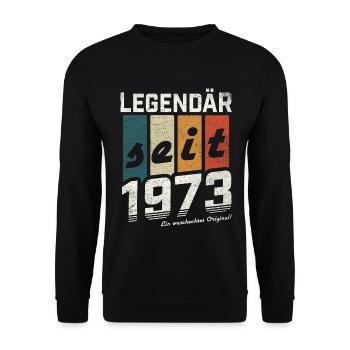 LEGENDÄR SEIT 1973 WASCHECHTES ORIGINAL GEBURTSTAG - Unisex Pullover - Schwarz - Vorne - Alina (178cm) & Michal (187cm)
