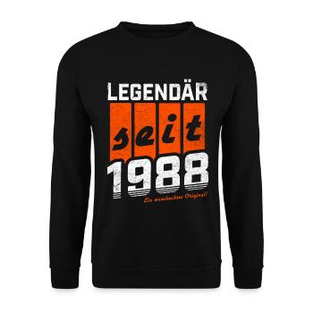 LEGENDÄR SEIT 1988 WASCHECHTES ORIGINAL GEBURTSTAG - Unisex Pullover - Schwarz - Vorne - Alina (178cm) & Michal (187cm)