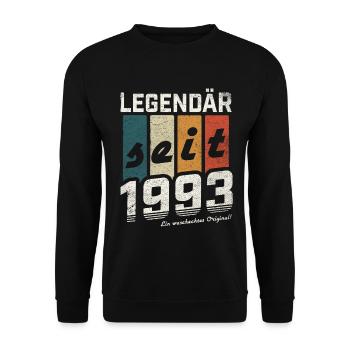 LEGENDÄR SEIT 1993 WASCHECHTES ORIGINAL GEBURTSTAG - Unisex Pullover - Schwarz - Vorne - Alina (178cm) & Michal (187cm)