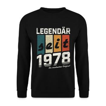 LEGENDÄR SEIT 1978 WASCHECHTES ORIGINAL GEBURTSTAG - Unisex Pullover - Schwarz - Vorne - Alina (178cm) & Michal (187cm)