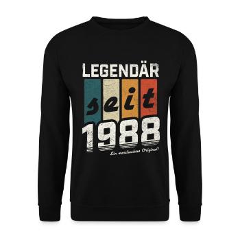LEGENDÄR SEIT 1988 WASCHECHTES ORIGINAL GEBURTSTAG - Unisex Pullover - Schwarz - Vorne - Alina (178cm) & Michal (187cm)