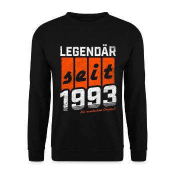 LEGENDÄR SEIT 1993 WASCHECHTES ORIGINAL GEBURTSTAG - Unisex Pullover - Schwarz - Vorne - Alina (178cm) & Michal (187cm)