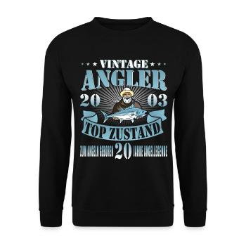 20. Geburtstag Angler Lustiger Spruch - 20 Jahre - Unisex Pullover - Schwarz - Vorne - Alina (178cm) & Michal (187cm)