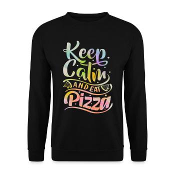 Pizza Dicton, Keep-Calm, Pizzeria italienne - Sweat-shirt Unisexe - noir - Devant - Alina (178cm) & Michal (187cm)
