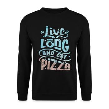 Lustiger Pizza Spruch, Eat-Pizza - Unisex Pullover - Schwarz - Vorne - Alina (178cm) & Michal (187cm)