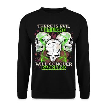 Comic Totenkopf Skull Motivation Spruch - Unisex Pullover - Schwarz - Vorne - Alina (178cm) & Michal (187cm)