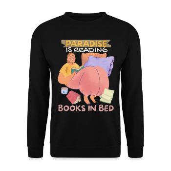 Book, Reading Books in Bed, Bookworm Boho Style - Unisex Sweatshirt - black - Front - Alina (178cm) & Michal (187cm)