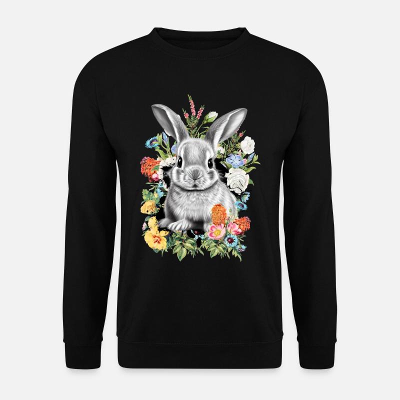 Lapin Lapin Fleurs - Sweat-shirt Unisexe - noir