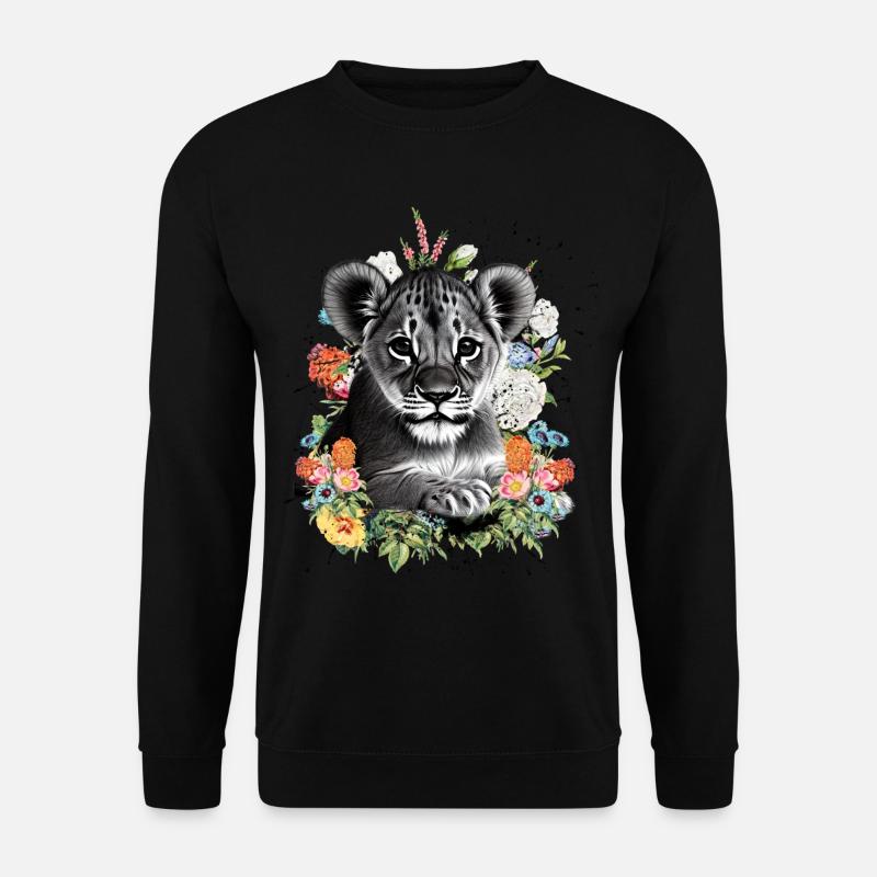 Löwe Blumen - Unisex Pullover - Schwarz
