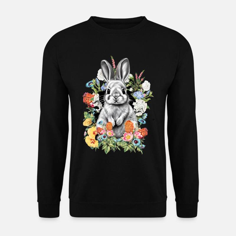 Lapin Lapin Fleurs - Sweat-shirt Unisexe - noir