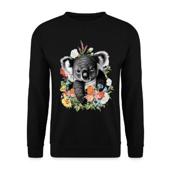 Fleurs de koala - Sweat-shirt Unisexe - noir - Devant - Alina (178cm) & Michal (187cm)
