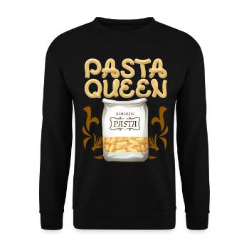 Nudeln, hausgemachte Pasta lustiger Spruch - Unisex Pullover - Schwarz - Vorne - Alina (178cm) & Michal (187cm)