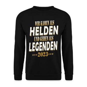 Helden und Legenden - Abschlussklasse 2023 - Unisex Pullover - Schwarz - Vorne - Alina (178cm) & Michal (187cm)