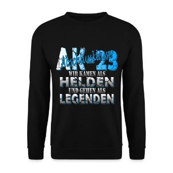 Abschlussklasse Abi 2023 AK23 AK-23 - Unisex Pullover - Schwarz - Vorne - Alina (178cm) & Michal (187cm)