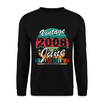 Birthday June 2008 born in June 2008 - Unisex Sweatshirt - black - Front - Alina (178cm) & Michal (187cm)