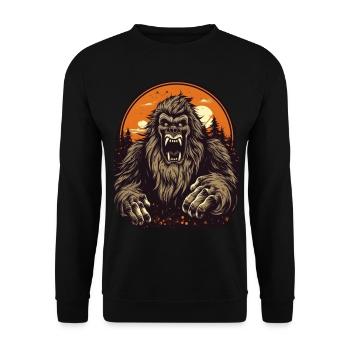 Sasquatch Folklore Geschenk Gruseliges Bigfoot - Unisex Pullover - Schwarz - Vorne - Alina (178cm) & Michal (187cm)