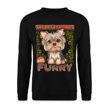 Yorkie, Yorkshire Terrier, aquarelle vintage - Sweat-shirt Unisexe - noir - Devant - Alina (178cm) & Michal (187cm)