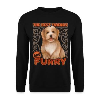 Bichon Chien havanais, aquarelle vintage, chien de race - Sweat-shirt Unisexe - noir - Devant - Alina (178cm) & Michal (187cm)