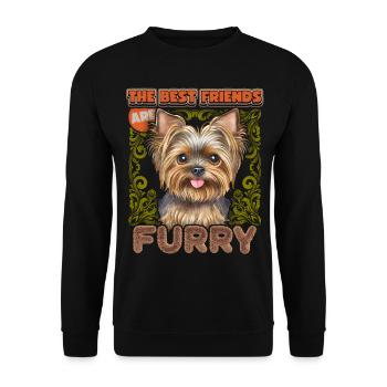 Yorkshire Terrier, aquarelle vintage, Yorkie dicton - Sweat-shirt Unisexe - noir - Devant - Alina (178cm) & Michal (187cm)