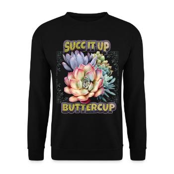 Sukkulenten vintage Illustration Spruch Kaktus - Unisex Pullover - Schwarz - Vorne - Alina (178cm) & Michal (187cm)