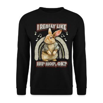 Lapin Kawaii Illustration Lapin Hip-Hop - Sweat-shirt Unisexe - noir - Devant - Alina (178cm) & Michal (187cm)