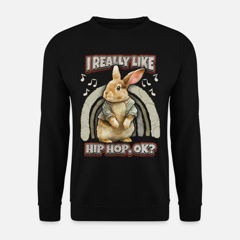 Rabbit Kawaii Illustration Hip-Hop Bunny - Unisex Sweatshirt - black