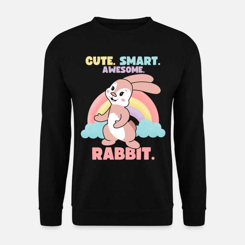 Funny bunny with rainbow, comic - Unisex Sweatshirt - black
