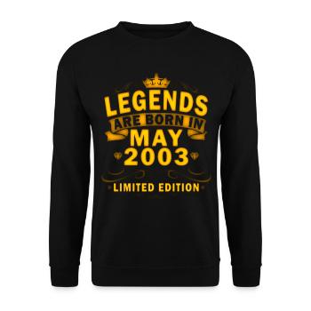Die Legenden sind im Mai 2003 geboren - Unisex Pullover - Schwarz - Vorne - Alina (178cm) & Michal (187cm)