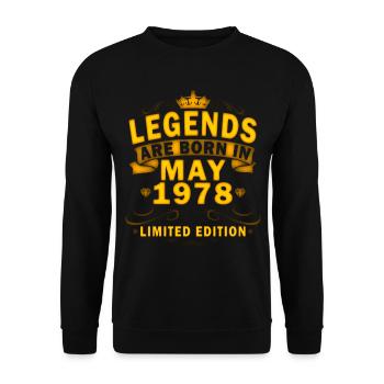 Mai 1978 | Anniversaire 1978 Millésime Mai - Sweat-shirt Unisexe - noir - Devant - Alina (178cm) & Michal (187cm)
