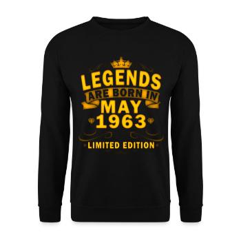 Mai 1963 Jubiläum 1963 Legenden Mai - Unisex Pullover - Schwarz - Vorne - Alina (178cm) & Michal (187cm)