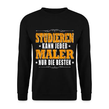 Maler Lackierer Studieren kann jeder - Unisex Pullover - Schwarz - Vorne - Alina (178cm) & Michal (187cm)