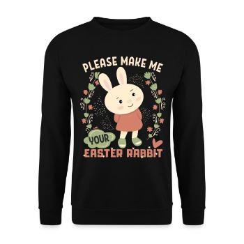 Lapin de Pâques, lapin de Pâques lapin rétro vintage disant - Sweat-shirt Unisexe - noir - Devant - Alina (178cm) & Michal (187cm)