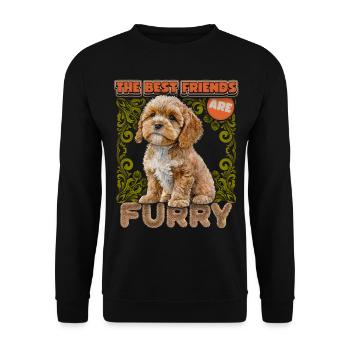 Cavapoo chiot, aquarelle vintage, chien, dicton - Sweat-shirt Unisexe - noir - Devant - Alina (178cm) & Michal (187cm)