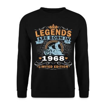 Vintage 1968 Retro Motorcycle Birthday Gift - Unisex Sweatshirt - black - Front - Alina (178cm) & Michal (187cm)